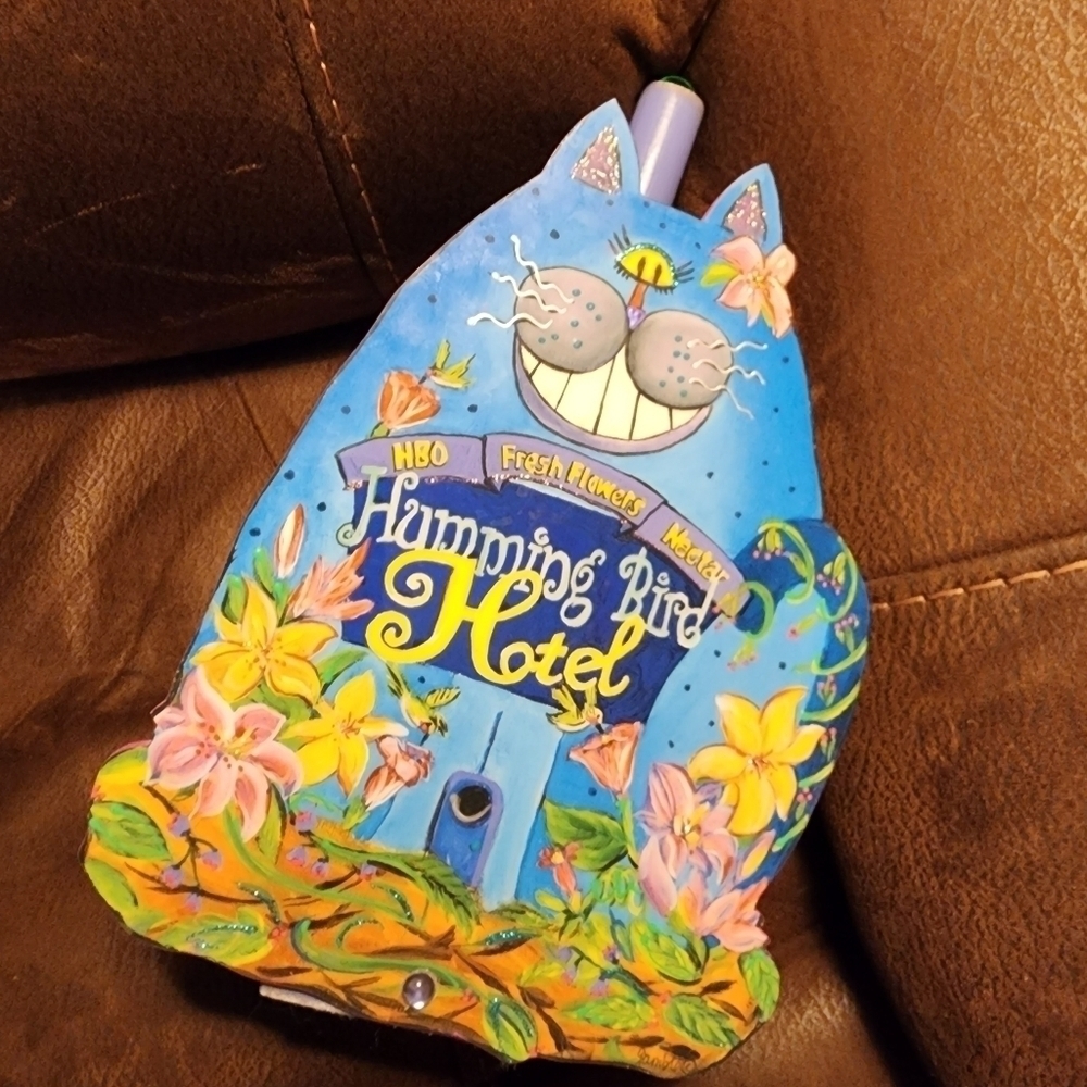 Whimsical Hummingbird Hotel Cat Papertowel Holder